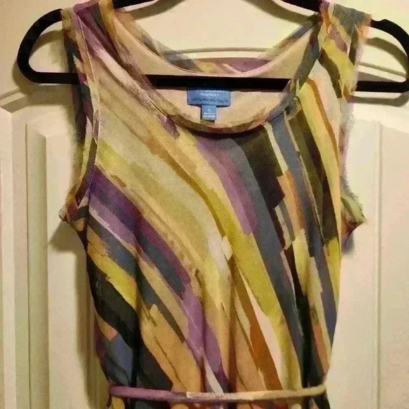 Simply Vera, Vera Wang high-low, distressed slip-on,belt, summer dress small - Picture 4 of 10